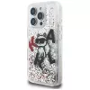 KARL LAGERFELD Liquid Glitter Choupette Logo Case für iPhone 16 Pro, Transparent
