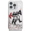 Karl Lagerfeld Liquid Glitter Choupette Logo Case für Apple iPhone 16 Pro Max, Transparent