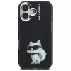 Karl Lagerfeld IML Aquarelle Choupette & Logo Case für iPhone 16, Schwarz