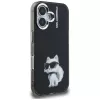 Karl Lagerfeld IML Aquarelle Choupette & Logo Case für iPhone 16, Schwarz