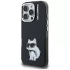 Karl Lagerfeld IML Aquarelle Choupette & Logo Back Cover für Apple iPhone 16 Pro, Schwarz