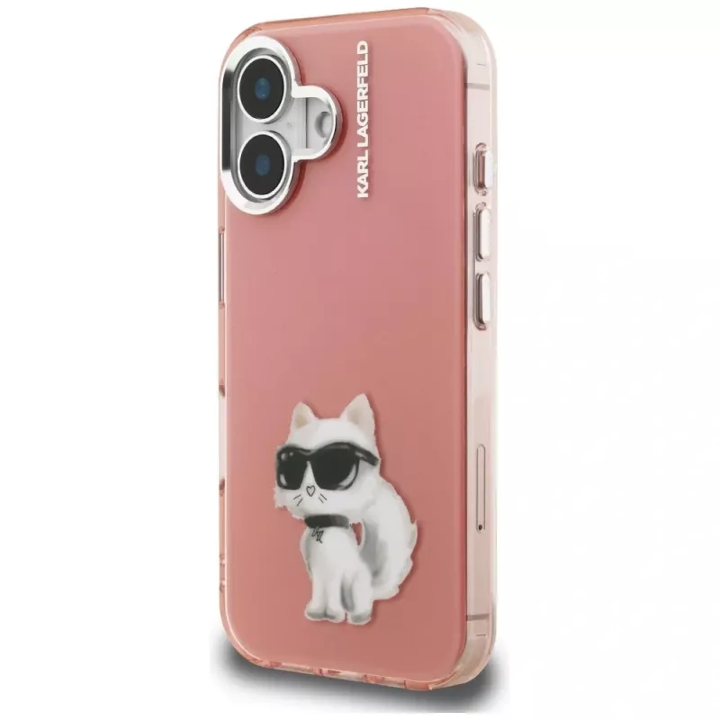 Karl Lagerfeld IML Aquarelle Choupette & Logo Phone Case für iPhone 16, Pink