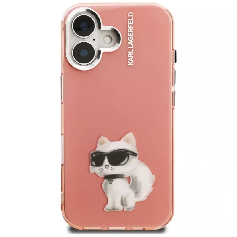 Karl Lagerfeld IML Aquarelle Choupette & Logo Phone Case für iPhone 16, Pink
