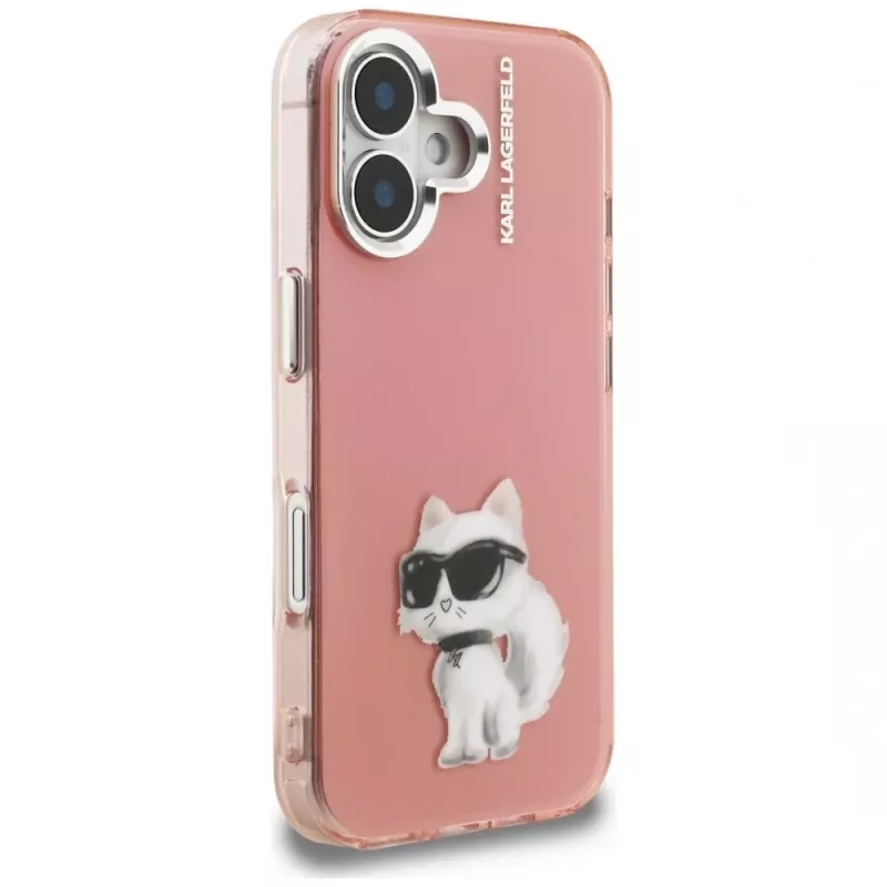 Karl Lagerfeld IML Aquarelle Choupette & Logo Phone Case für iPhone 16, Pink