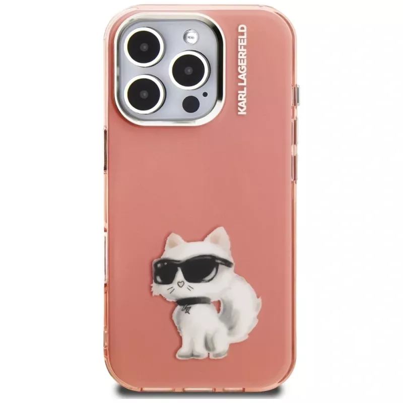 Karl Lagerfeld IML Aquarelle Choupette & Logo Case für Apple iPhone 16 Pro, Pink