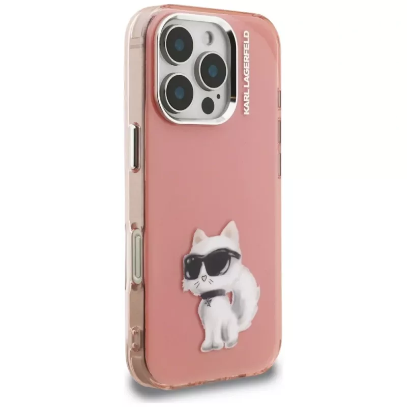 Karl Lagerfeld IML Aquarelle Choupette & Logo Case für Apple iPhone 16 Pro, Pink