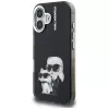 KARL LAGERFELD IML Aquarelle Karl & Choupette & Logo Back Cover für Apple iPhone 16, Schwarz