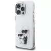 Karl Lagerfeld IML Aquarelle Karl & Choupette & Logo Back Cover für Apple iPhone 16 Pro, Weiß