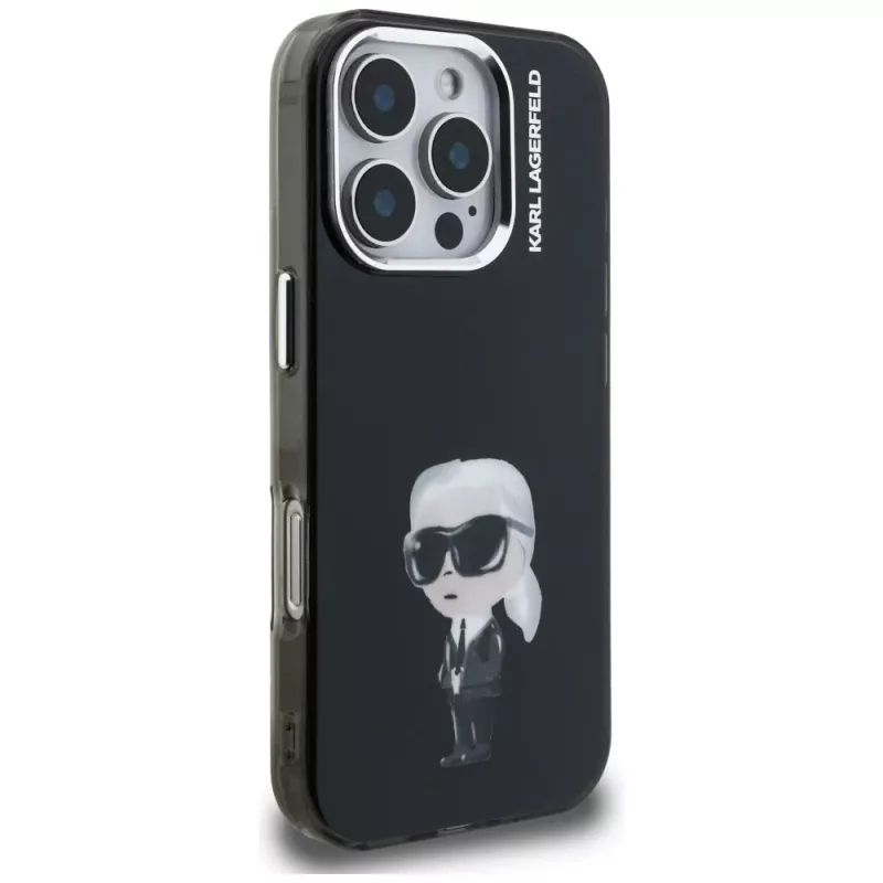 Karl Lagerfeld IML Aquarelle Karl & Logo Case für Apple iPhone 16 Pro, Schwarz