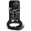 Karl Lagerfeld Crossbody GrainedPattern & Logo Case für iPhone 16, Schwarz