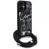 Karl Lagerfeld Crossbody GrainedPattern & Logo Case für iPhone 16, Schwarz