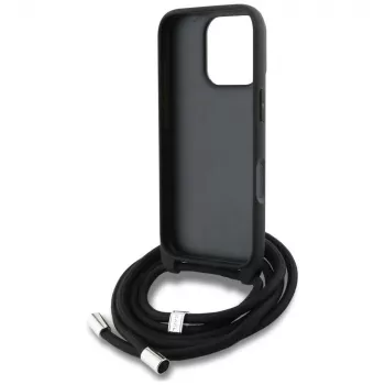 Karl Lagerfeld Crossbody GrainedPattern & Logo Case für iPhone 16 Pro, Grau