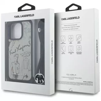 Karl Lagerfeld Crossbody Case mit genarbtem Muster & Logo für iPhone 16 Pro Max, Grau