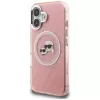 KARL LAGERFELD IML Glitter Karl & Choupette Heads Logo MagSafe Case für Apple iPhone 16 - Pink