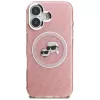 KARL LAGERFELD IML Glitter Karl & Choupette Heads Logo MagSafe Case für Apple iPhone 16 - Pink