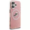 KARL LAGERFELD IML Glitter Karl & Choupette Heads Logo MagSafe Case für Apple iPhone 16 - Pink