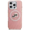 Karl Lagerfeld IML Glitter Karl & Choupette Heads Logo MagSafe Case für iPhone 16 Pro Pink