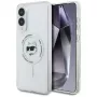 Karl Lagerfeld Button Choupette Head Printed Logo MagSafe Case für Samsung Galaxy S25 Edge Weiß