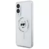 Karl Lagerfeld Button Choupette Head Printed Logo MagSafe Case für Samsung Galaxy S25 Edge Weiß