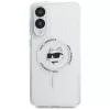 Karl Lagerfeld Button Choupette Head Printed Logo MagSafe Case für Samsung Galaxy S25 Edge Weiß