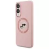Karl Lagerfeld Silicone DoubleHeads And Circle MagSafe Case für Samsung Galaxy S25 Edge Pink