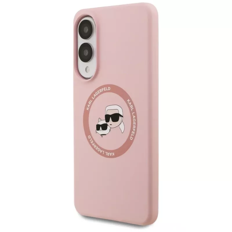 Karl Lagerfeld Silicone DoubleHeads And Circle MagSafe Case für Samsung Galaxy S25 Edge Pink