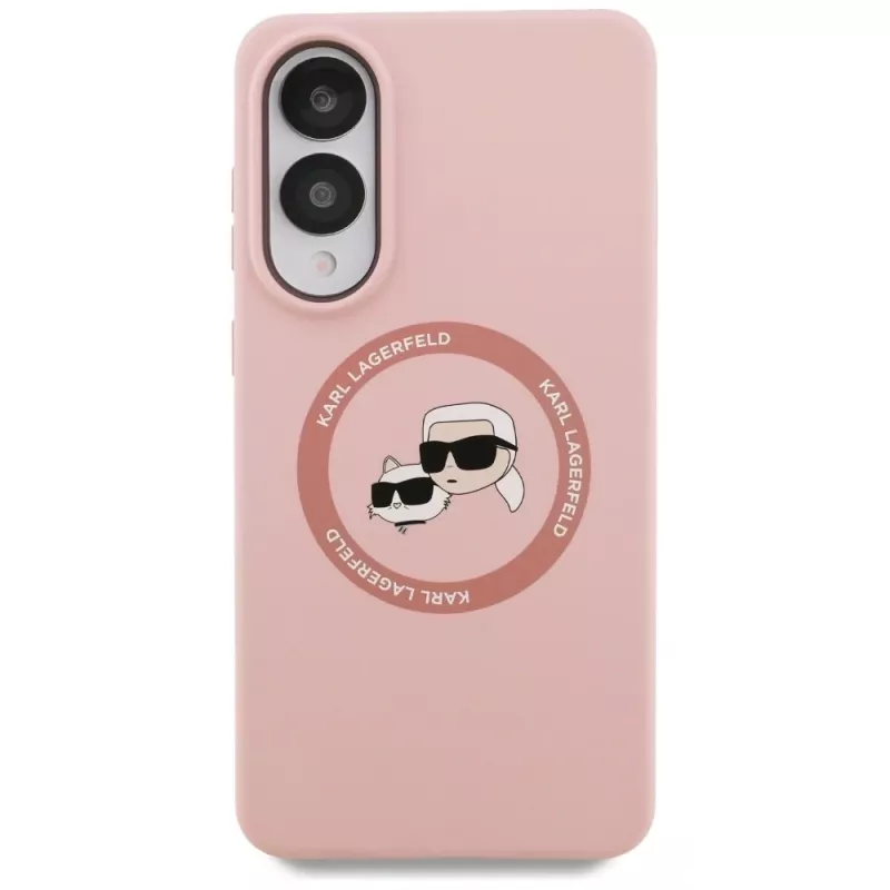 Karl Lagerfeld Silicone DoubleHeads And Circle MagSafe Case für Samsung Galaxy S25 Edge Pink