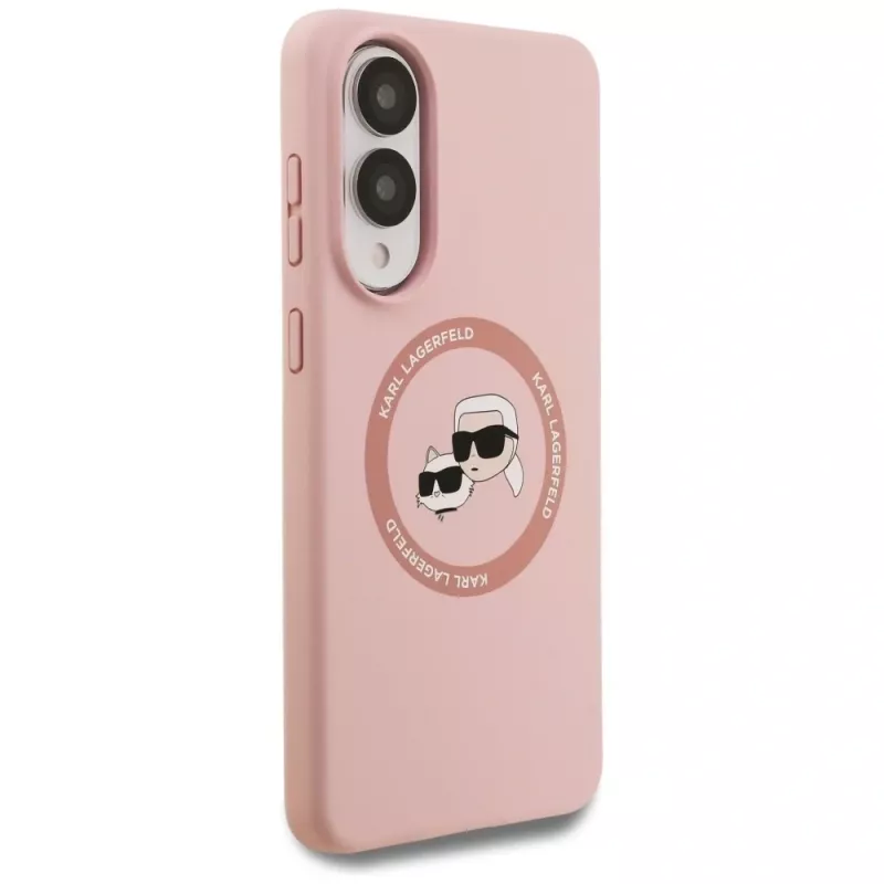 Karl Lagerfeld Silicone DoubleHeads And Circle MagSafe Case für Samsung Galaxy S25 Edge Pink