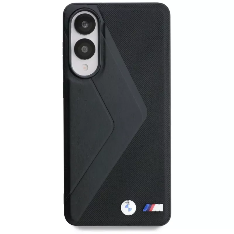 BMW Leder Oversized Stripes MagSafe Case für Samsung Galaxy S25 Edge Schwarz