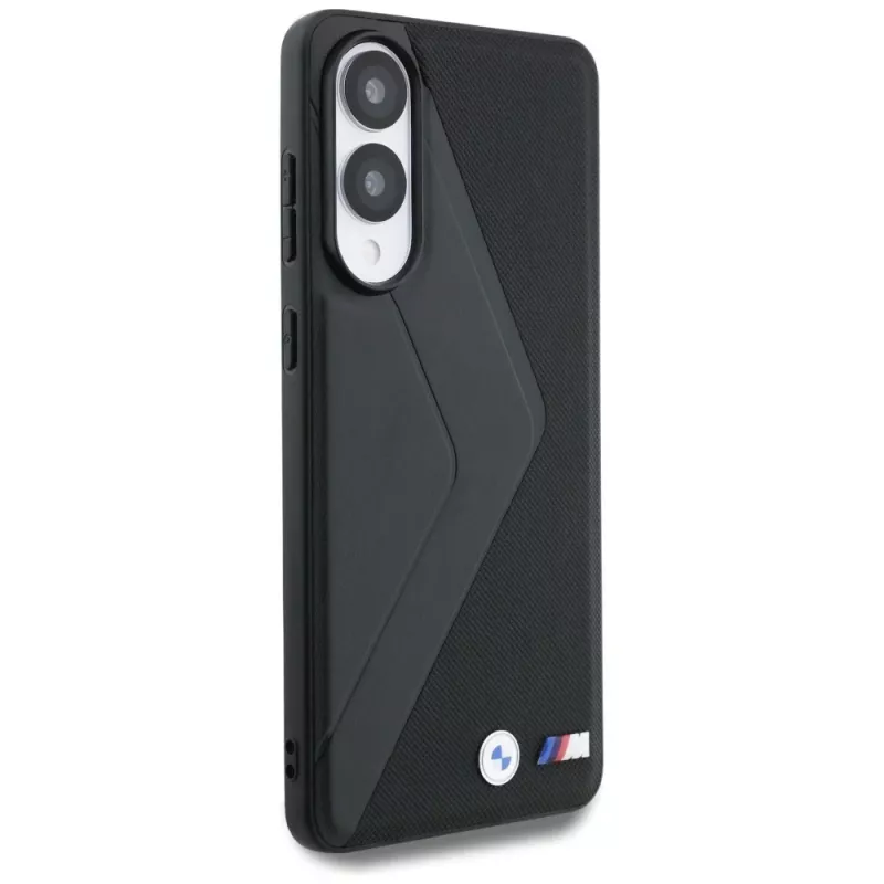 BMW Leder Oversized Stripes MagSafe Case für Samsung Galaxy S25 Edge Schwarz