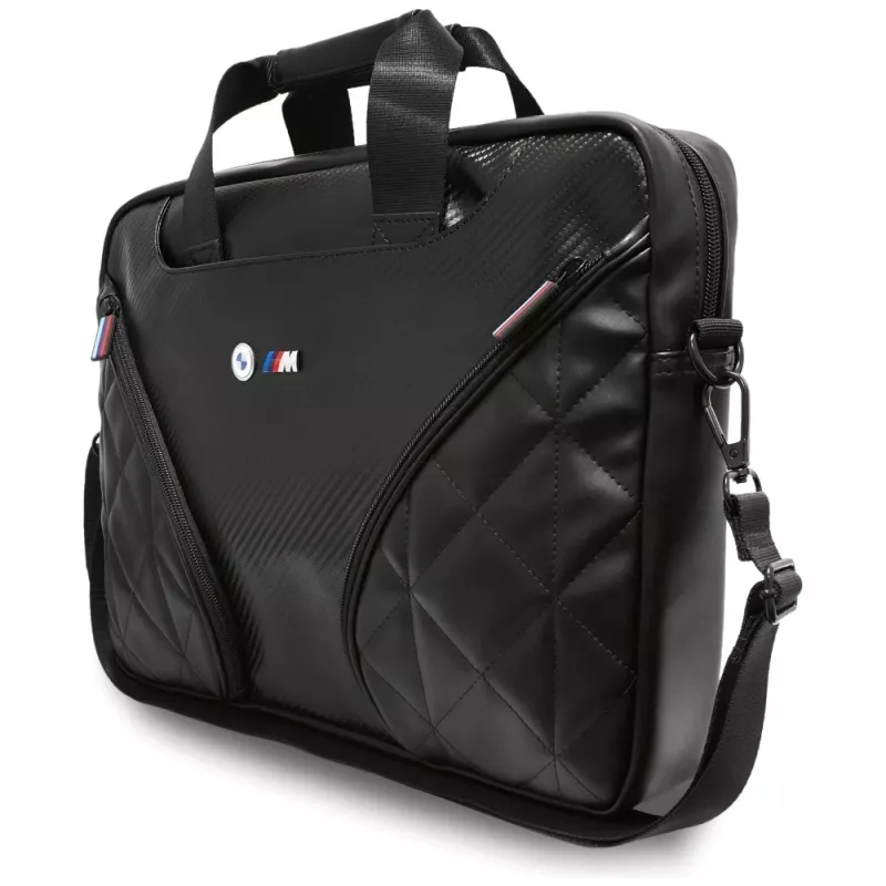 BMW Carbon Pockets & Metal Logo Laptop Backpack 16 inch Black