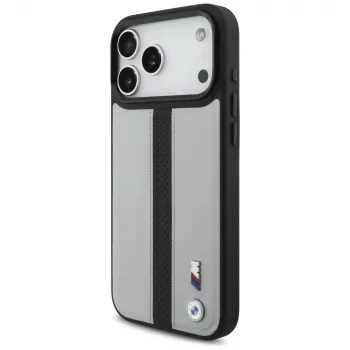 BMW M Perforated Stripe Logo MagSafe Case für iPhone 17 Pro Max Grau