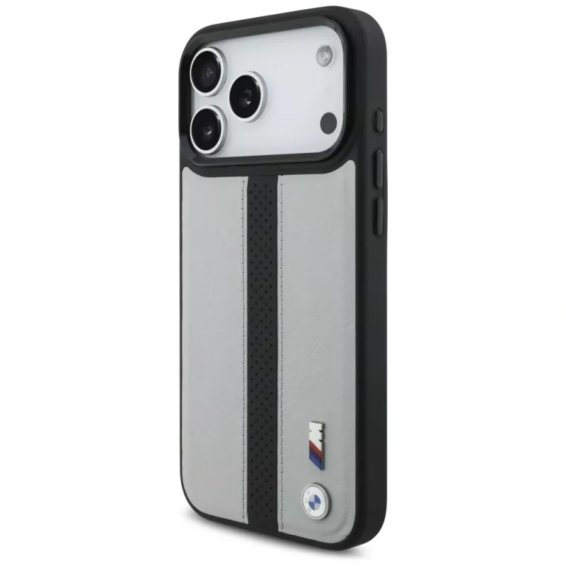 BMW M Perforated Stripe Logo MagSafe Case für iPhone 17 Pro Max Grau