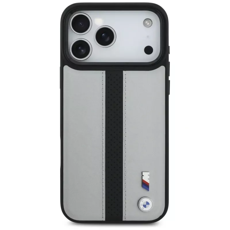 BMW M Perforated Stripe Logo MagSafe Case für iPhone 17 Pro Max Grau