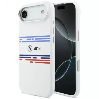 BMW M Silicon Horizontal Line MagSafe Case für iPhone Air Weiß