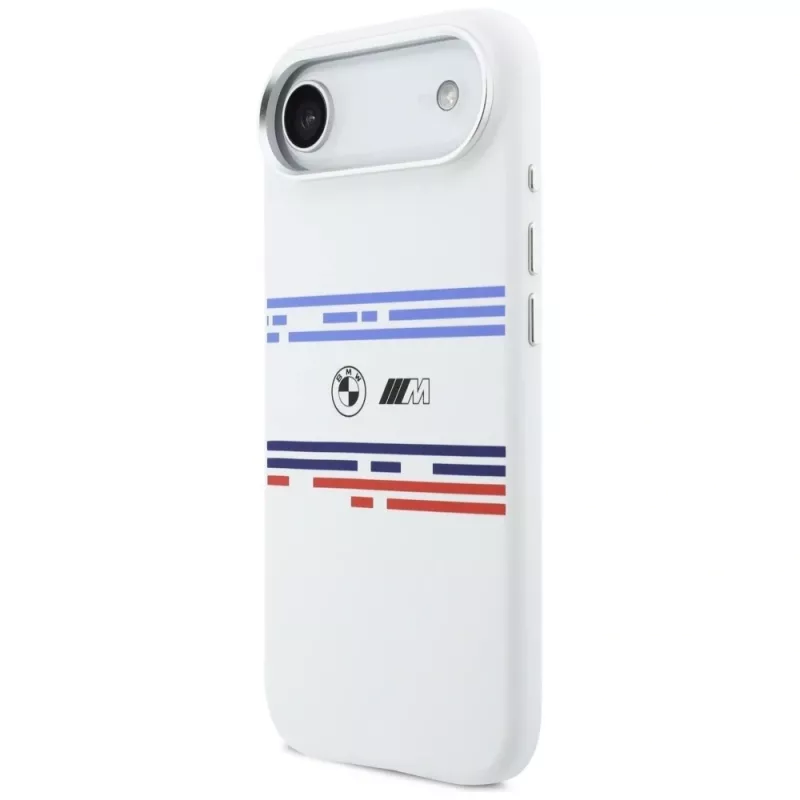 BMW M Silicon Horizontal Line MagSafe Case für iPhone Air Weiß