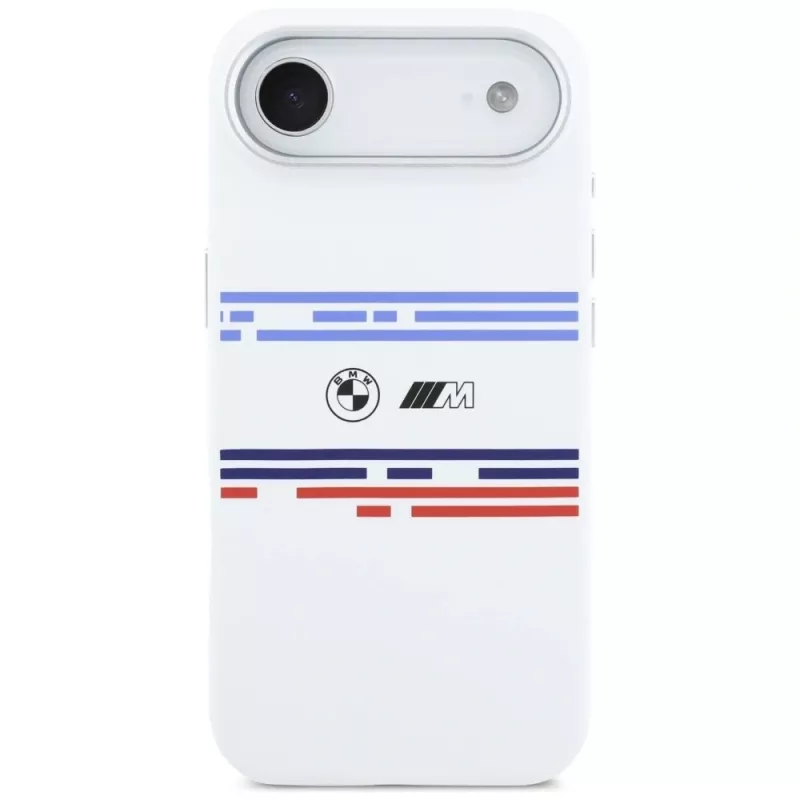 BMW M Silicon Horizontal Line MagSafe Case für iPhone Air Weiß