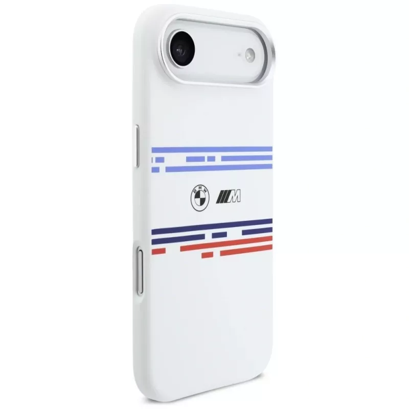 BMW M Silicon Horizontal Line MagSafe Case für iPhone Air Weiß