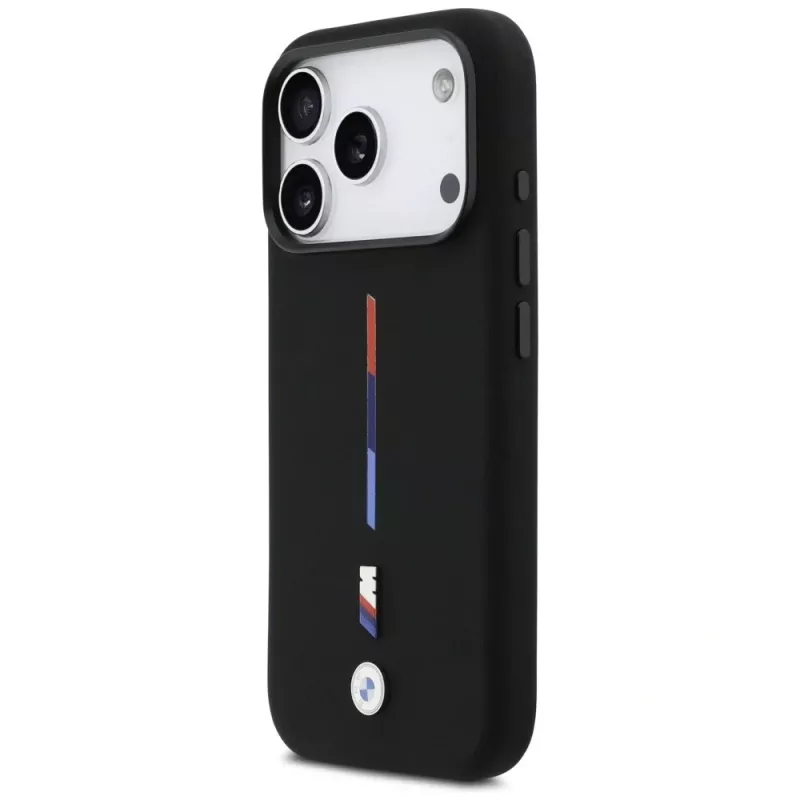 BMW M Silicon Tricolor Line MagSafe Case für iPhone 17 Pro Schwarz
