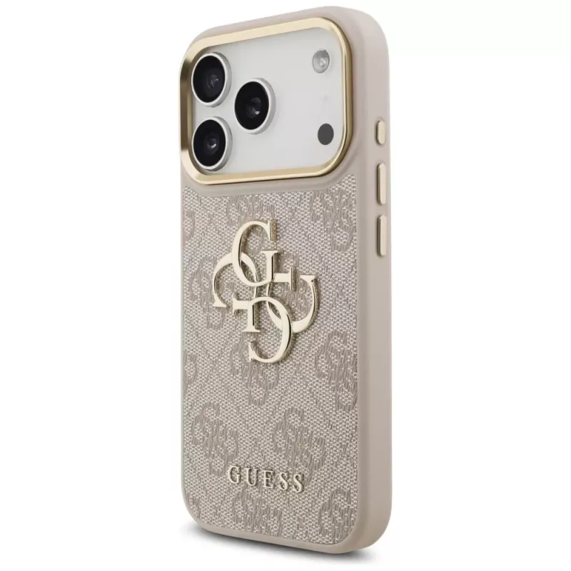 Guess 4G Big Classic Logo Big Strap Metal Buttons Case für Apple iPhone 17 Pro Pink