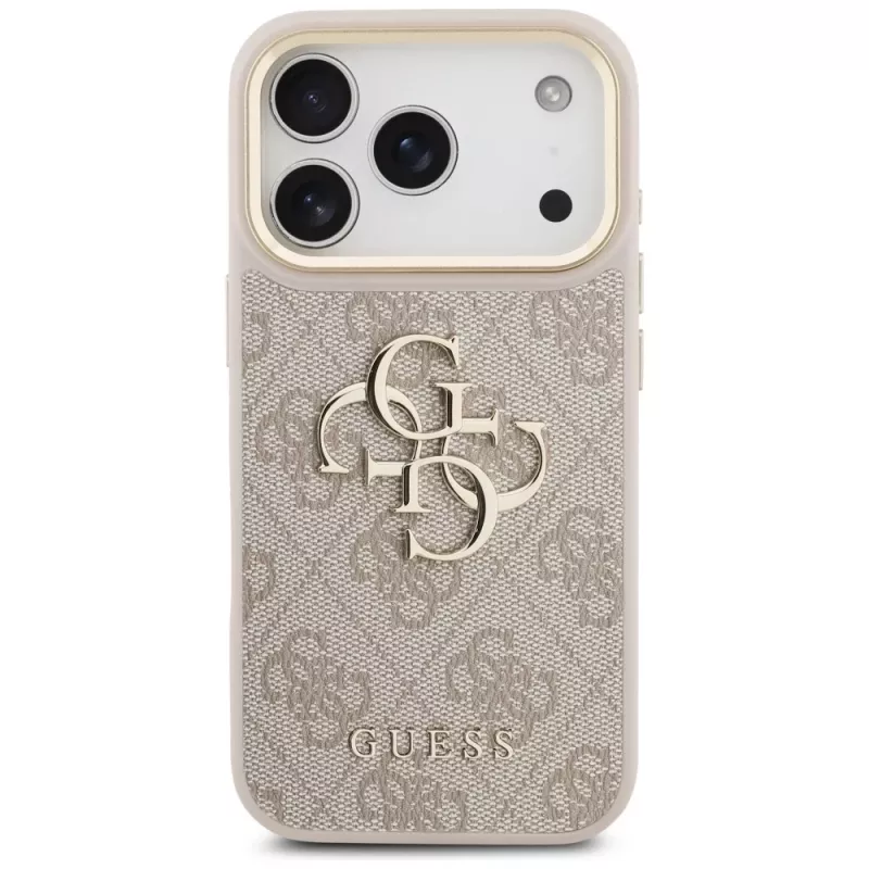 Guess 4G Big Classic Logo Big Strap Metal Buttons Case für Apple iPhone 17 Pro Pink