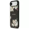 Guess Grained Flowers Classic Logo MagSafe Case für Apple iPhone Air - Schwarz