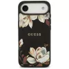 Guess Grained Flowers Classic Logo MagSafe Case für Apple iPhone Air - Schwarz
