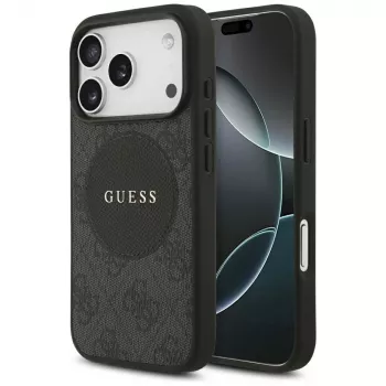Guess 4G Circle Classic Logo MagSafe Case für iPhone 17 Pro (Schwarz)