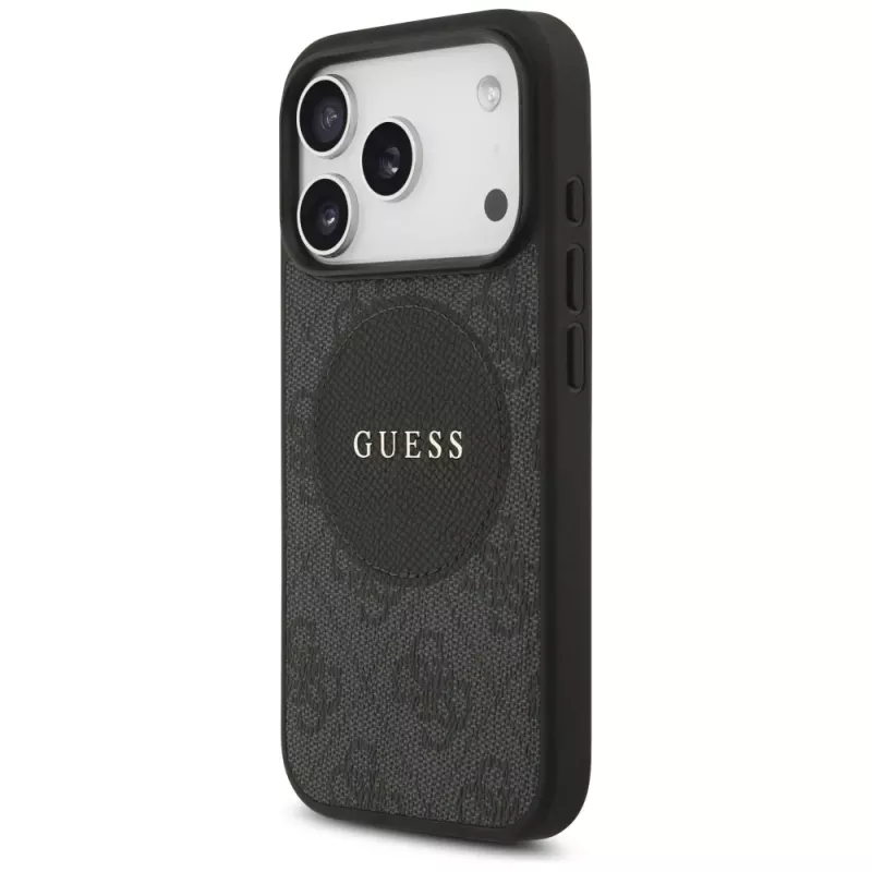 Guess 4G Circle Classic Logo MagSafe Case für iPhone 17 Pro (Schwarz)