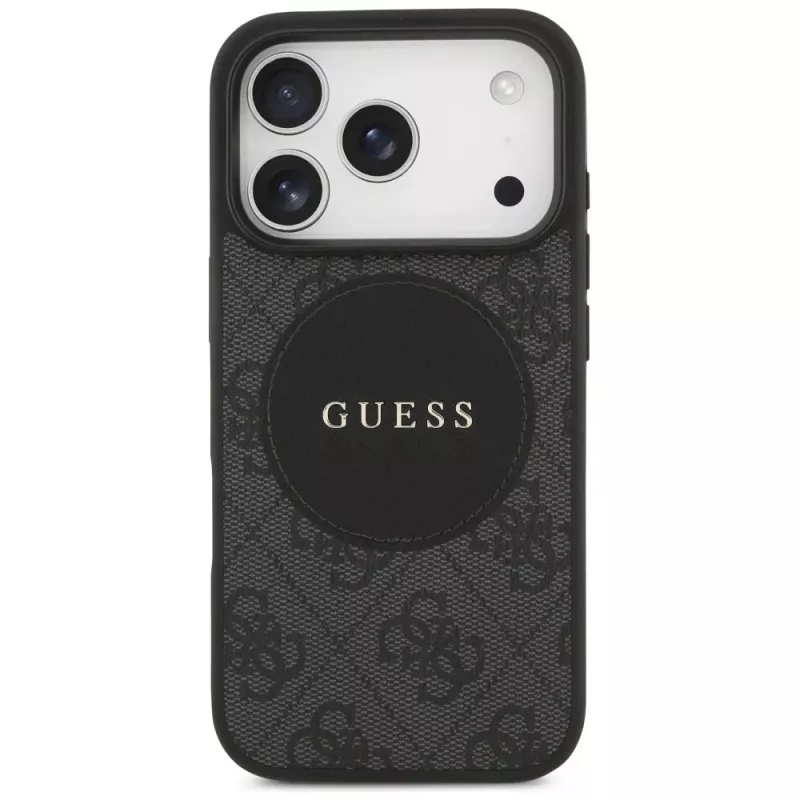 Guess 4G Circle Classic Logo MagSafe Case für iPhone 17 Pro (Schwarz)