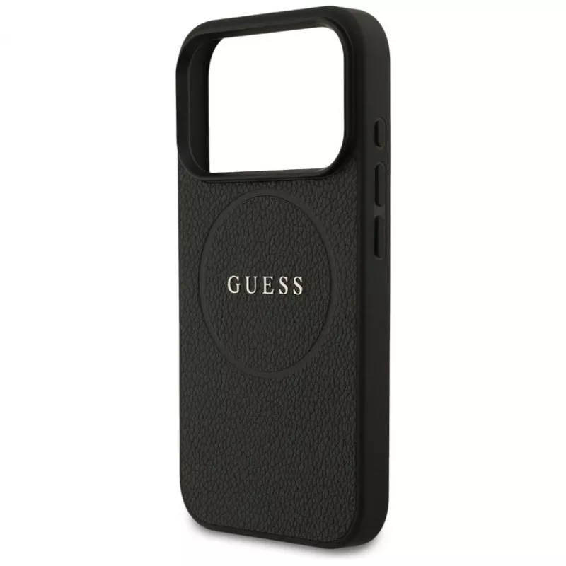 Guess Grained Ring MagSafe Case für iPhone 17 Pro (Schwarz)