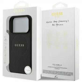 Guess Grained Ring MagSafe Case für iPhone 17 Pro Max (Schwarz)