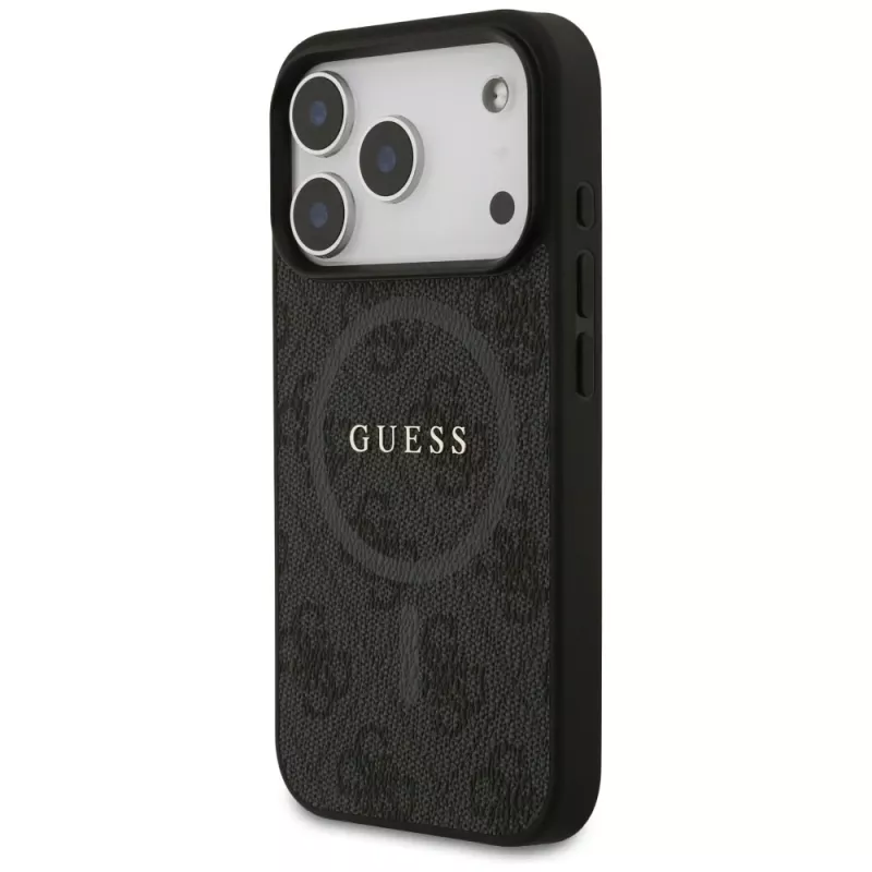 Guess 4G Ring Classic Logo MagSafe Case für iPhone 17 Pro (Schwarz)