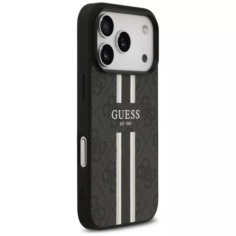 Guess 4G Printed Stripes MagSafe Case für iPhone 17 Pro (Schwarz)